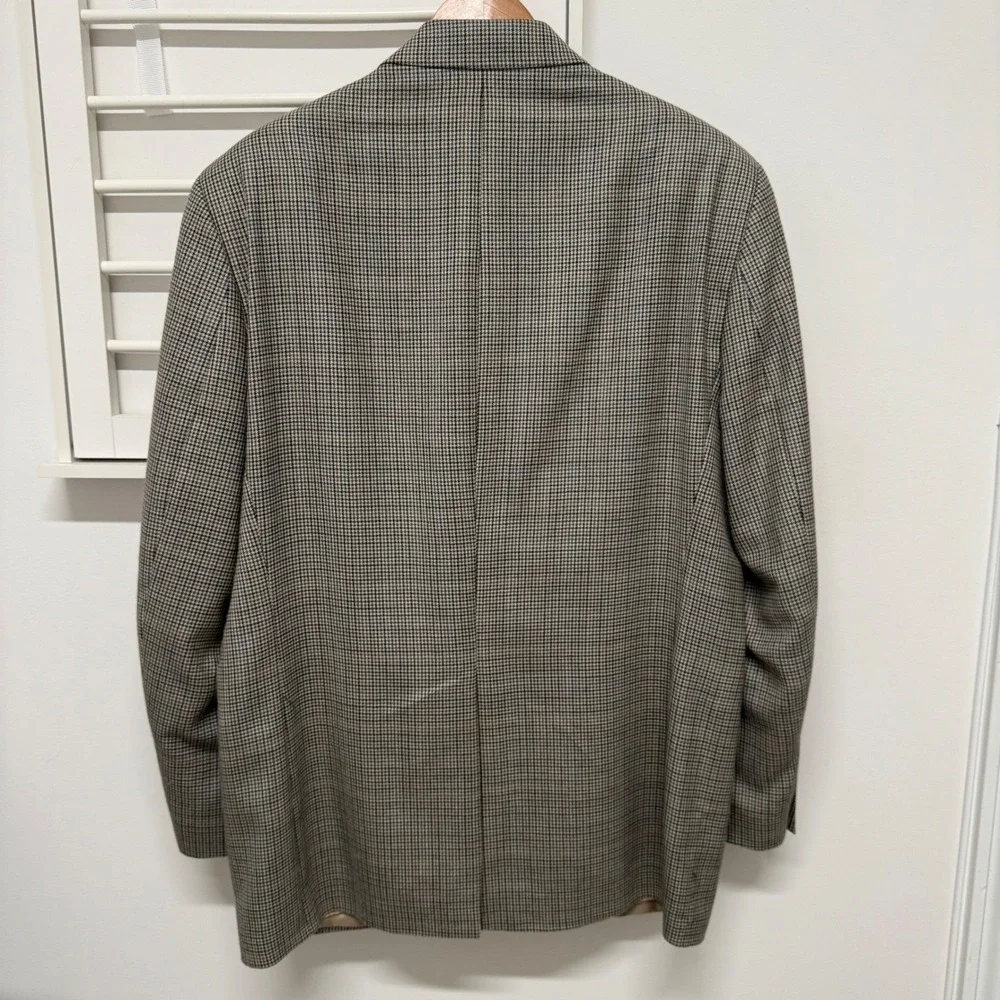 Lauren Ralph Lauren Silk Wool Houndstooth Sport Coat Blazer 42R Made in Canada